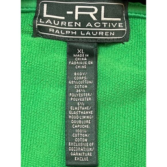 L-RL Lauren Active Women's XL Green Zip Up Hoodie Jacket Long Sleeve Sweatshirt - Picture 3 of 5